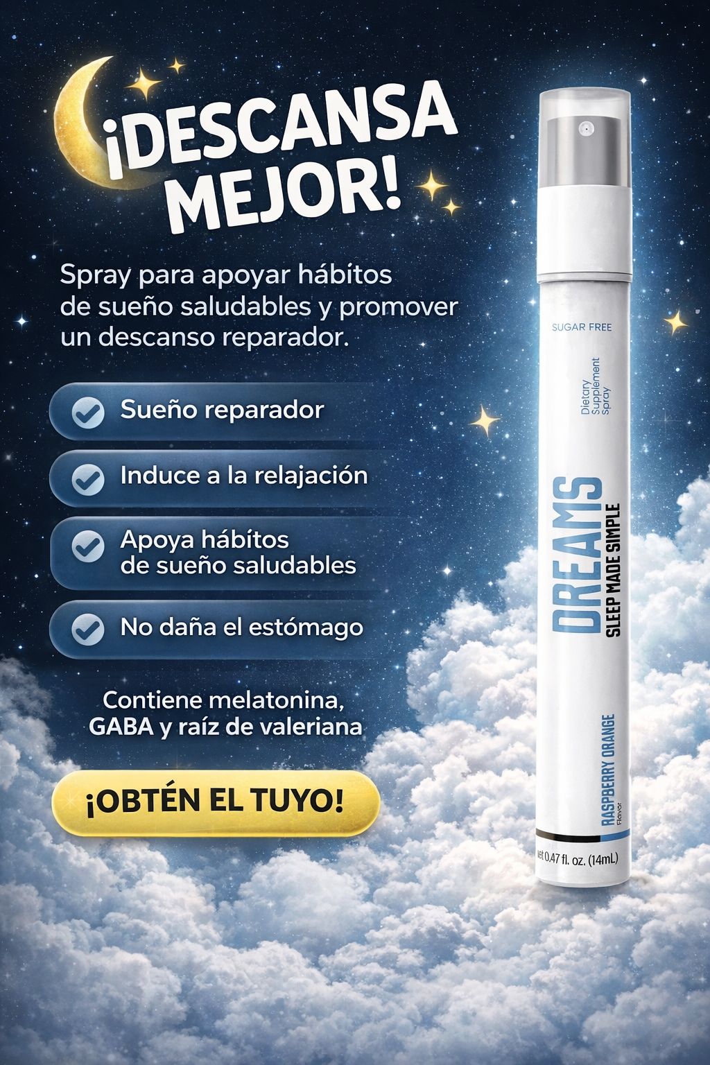 DREAMS - Spray natural para dormir mejor y reducir el estrés.